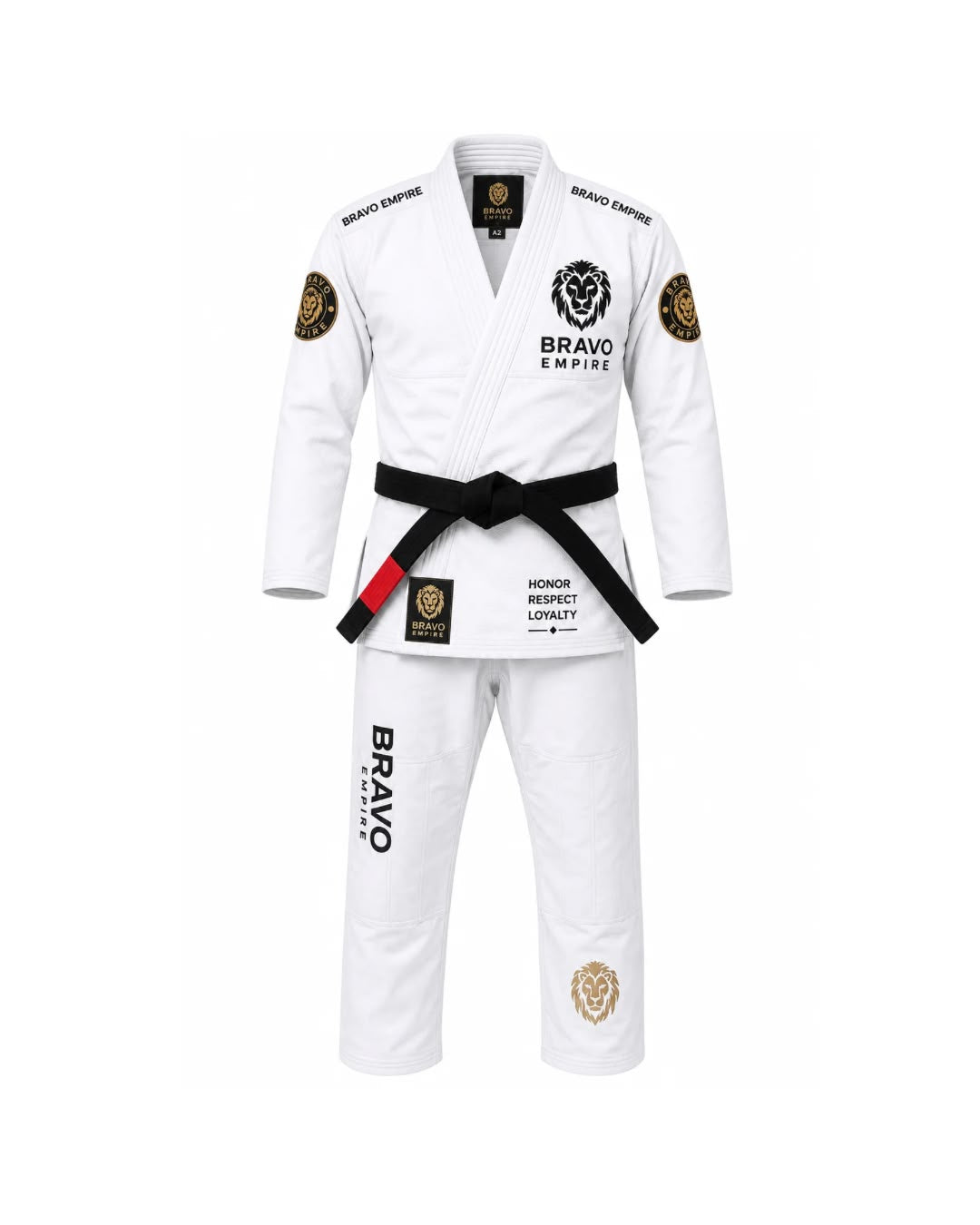 Bravo Empire Premium BJJ Gi – White, Black &amp; Gold