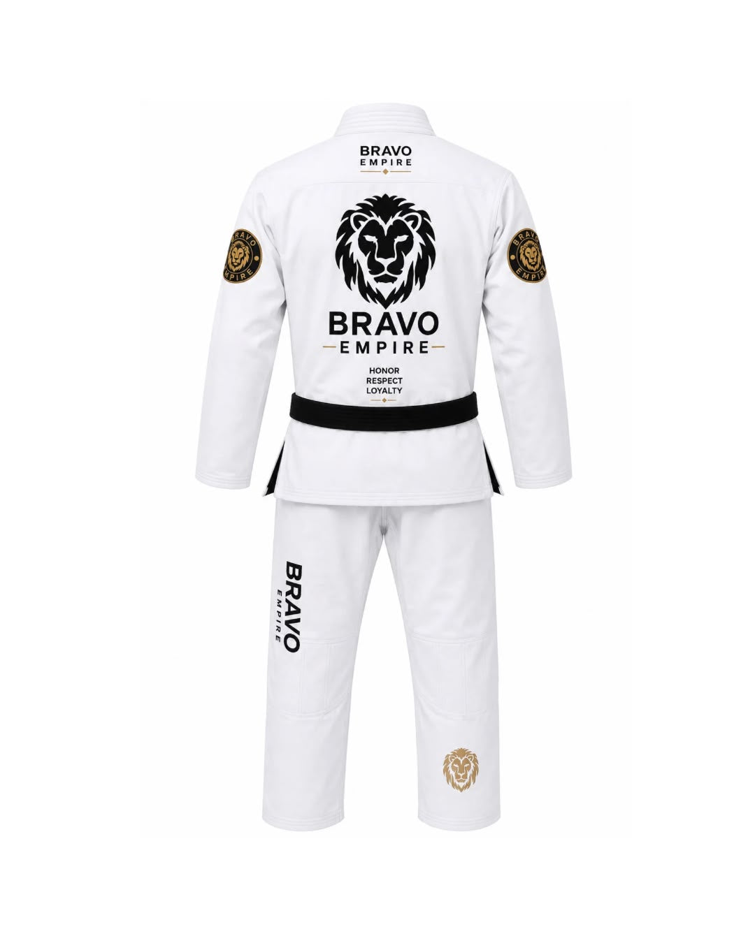 Bravo Empire Premium BJJ Gi – White, Black &amp; Gold